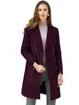 Allegra K Women's Double Breasted Notched Lapel Winter Long Coat Purplish Medium