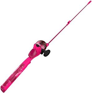 Zebco Kids Splash Floating Spincast Reel and Fishing Rod Combo, 29-Inch 1-Piece Fishing Pole, Size 20 Reel, Right-Hand Retrieve, Pre-Spooled with 6-Pound Cajun Line, Pink