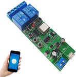 REES52 WiFi Wireless Inching Relay Monentary/Self-locking Switch Module DIY Smart Garage Door Opener DC 5-32V AC90-260V Ewelink App iOS/Andriod Compatible With Alexa Echo Google home IFTTT (ST-DC2)