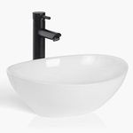 ITHWIU Bathroom Vessel Sink,652-16.3"*13.4"*5.7" Oval White Set with Faucet Combo Above Counter,Ceramic Bathroom Sink for Lavatory Vanity Cabinet Balcony