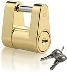 CZC AUTO Trailer Lock Dia 1/4 Inch, Coupler Lock 3/4 Inch Span Trailer Hitch Lock with Keys Trailer Coupler Lock for Tow Boat RV Truck Car's Coupler (1 Pack, Brass)