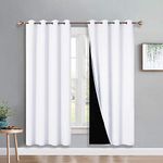 PONY DANCE Blackout sheet Curtains 72 inch Drop - Full Shading Nursery Curtain Eyelet Thermal Insulated Panels with Black Liners for Baby/Girls, 1 Pair, 46 inch Wide by 72 inch Long, Pure White