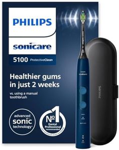 Philips Sonicare ProtectiveClean 5100 elektrische Zahnbürste, Schallzahnbürste mit 3 Putzmodi, Clean, White und Gum Care, Drucksensor, Timer und Reiseetui, Blau, Modell HX6851/53
