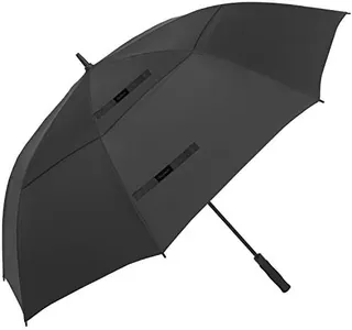 Doubwell golf umbrella large size 68 inches air vent double canopy windproof automatic straight rain umbrellas (black)