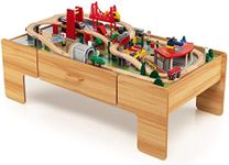 COSTWAY Wooden Train Track Set, 2-i