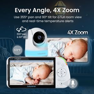 Babysense Split-Screen Baby Monitor with 2 Cameras – Video & Audio