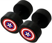 Gym Hero Rubber Captain America Dumbbells Gym 10Kg Set / 10Kg×2 Piece/Bouncer Dumbell Pair/Exercise Dambal / 20Kg Weight, Fixed (Black)