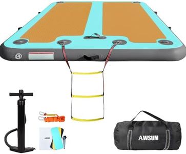AWSUM Inflatable Floating Dock, 8ft/10ft Inflatable Swim Platform Dock for Lake, Non-Slip EVA Inflatable Water Mat Floating Island Raft for Pool Beach Ocean