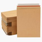 Juvale 100-Pack Stay Flat Rigid Mailers 9x11.5 with Self Adhesive Seal, 450 gsm Sturdy Bulk Brown Cardboard Envelopes for Shipping Photos, Magazines, Comic Books, Art Prints, Documents, Collectibles