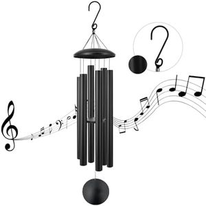 ASTARIN 65" Extra Large Wind Chimes Outside Metal Wind Chimes with Deep Tone, Outdoor Wind Chimes for Patio Balcony Garden Yard Decoration,Black