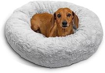 Best Friends by Sheri The Original Calming Donut Dog and Cat Bed in Lux Fur, Gray, Small, 23x23