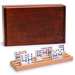 Yellow Mountain Imports 91 Tiles Double 12 Dominoes (Pips/Dots) Game Set with Wooden Case and 4 Racks