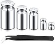 Calibration Weight, ，1g 2g 5g 10g 20g Gram Set for Digital Scale Balance and 1 Piece Calibration Weight Tweezer, Silver