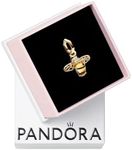 PANDORA Sparkling Bee Dangle Charm - Compatible with PANDORA Me & Moments - Gift for Her - 14k Gold & Enamel with Clear Cubic Zirconia & Crystal - With Gift Box