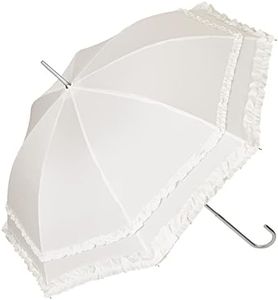 VON LILIENFELD® Paraguas de Iluvia Largo Clásico Automático Grande Estable Ligero Sombrilla Boda Nupcial Mary crudo
