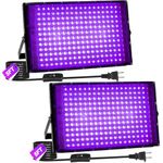 150W LED Black Light, 2-Pack Blacklight Flood Light with Plug and Switch, IP65 Waterproof Black Lights for Dance Party, Glow in The Dark, Halloween Lights, Body Paint, Fluorescent Poster, Neon Glow