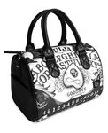 Liquorbrand Liquor Brand Ouija Board II Occult Horror Goth Round Purse Handbag, Black, Medium, Black, Medium