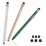 STYLUSHOME Pens For Touch Screens(3 Pcs),Sensitivity Capacitive Stylus Rubber Tips 2 In 1 Touch Screen Pen With 6 Extra Replaceable Tips For iPad iPhone Tablets All Universal Touch Devices,Multi