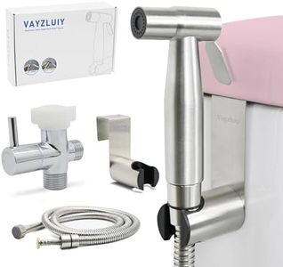 Vayzluiy Handheld Toilet Bidet Sprayer for Toilet-Adjustable Water Pressure Control with Bidet Hose for Feminine Wash, Stainless Steel Brushed Nickel Cloth Diaper for Baby Wash (Stainless Steel, 1)