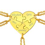 18k Gold Puzzle Stitching Necklace for 5 Personalized Friendship Jewelry Engraved Heart Pendant Best Friend Forever Necklaces