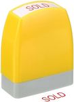 PATIKIL Sold Notice Stamp Self Inking, Red Ink Office Stamps Pre Inked Message Stamp Refillable Business Stamp, Yellow