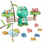 Wembley 2 in 1 Dino Balancing Toy for Kids with Fishing Rods Educational Math Counting Number Learning Activity Toy Engaging Preschool Game Children's Gift for Boys Girls 3 4 5 6 7 8 Years