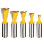 Yakamoz 5Pcs 1/2-Inch Shank Dovetail Router Bit Set Half-Blind & Through Dovetail Jig Joints Cutter Bits | Dia. 1/4" 1/2" 3/8" 5/8" 3/4"