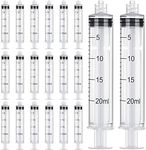 10 Pack 20ml Syringe Luer Lock, Individually Sterile Sealed 20ml Plastic Luer Lock Syringe Without Needle for Scientific Labs, Epoxy Resin, Craft, Feeding Pets (20ML)