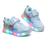 HOOH Kids Girls Light Up Walking Shoes with Velcro Closure for up to 5 Years (Light Blue, UK Footwear Size System, Toddler, Age Range, Medium, 6 Months, 12 Months)
