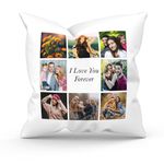 Personalised Cushion Cover with 9 Photos & Text – Customizable for Birthdays, Valentine’s, Anniversaries, Christmas, 40x40cm Premium Polyester – Ideal Cuddle Cushions (Single Side Print)