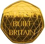 Coins for collectors - 24K Gold Plated 2020 Diversity Built Britain 50p Coin with Airtile Capsule Holder in a pouch wallet