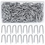 TOOINKCV 300 Pcs U Shaped Nails, U Staple Nails for Fencing Netting, Fence U Shaped Staples, Galvanised Netting Staple Heavy Duty, Chicken Wire Netting Fencing Staples for Garden Fencing Wire