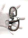 QIANJIEER Swivel Eye Snap Shackle - 316 Stainless Steel Quick Release Swivel Sailing Rigging for Spinnaker Halyard, Kayak Anchor System Horse use, 124mm, 1984 LBS