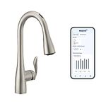 Moen Arbor Spot Resist Stainless Smart Faucet Touchless Hands-Free Kitchen Faucet with Pull Down Sprayer Featuring Voice Control and Power Boost, 7594EVSRS