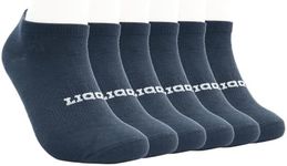 LIQQY Unisex Women's 6 Pack No Show Low Cut Work Socks with Arch Support (Medium, Navy Blue)