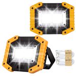 Beizkna 30W LED Work Light Rechargeable Portable COB Battery Floodlight Super Bright 2000Lm Outdoor Security Light USB Waterproof Lamp for Camping Hiking Fishing Emergency Garage Workshop (2 Pack)