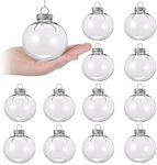 12 Pcs Clear DIY Fillable Ornaments,2.36'' Transparent Balls Plastic Baubles for Christmas, Halloween, Birthday, Wedding Decor, DIY Crafts Decorations (60 mm)