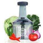 E-COSMOS Food Chopper Manual Hand Press Push Chopper with 4 Blades for Effortless Chopping Vegetables & Fruits (Pista Square (900ml)