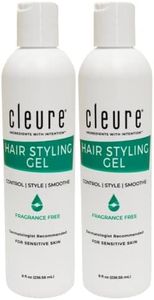 Cleure Lightweight Hair Styling Gel - Hypoallergenic, Fragrance Free for Edge Control to Tame Frizz with Medium Hold (8 fl oz, Pack of 2)