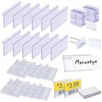 100 PCS Price Label Holder,Clear Plastic Label Holders for Wire Shelf Retail Price Label Merchandise Sign Display Holder(2.4in x 1.65in /6cm x 4.2cm)