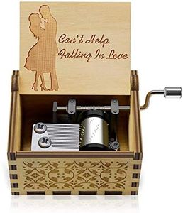 Can't Help Falling in Love Wood Music Box Hand-Operated Antique Engraved Cute Musical Boxes Love One, Boyfriend, Girlfriend, Husband,Wife Birthday/Wedding Day/Christmas Day Present