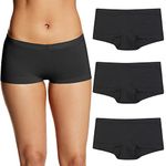 Maidenform Women's Underwear, Stretch Cotton Boyshort Panties, Assorted, 3-Pack Boy Short, Black/Black/Black, M (Pack of 3)