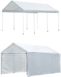 ShelterLogic 10' x 20' MaxAP Large Portable Garage 2in1 Kit Heavy-Duty Steel Frame Outdoor Canopy, Gazebo, or Carport Tent with Enclosure for Car, SUV, Truck, Boat, Tractor, White