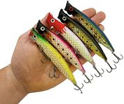 Surface Fishing Lures - Popper - Fishing Catching/Spinning Pack - Artificial Floating Lures - Pike / Black Bass / Sea Fishing - 11cm & 14g