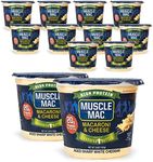 Muscle Mac Microwavable Macaroni & Cheese Cups - Aged Sharp White Cheddar Cheese - Made With Real Cheese & Butter from GrassFed Cows - Vegetarian-Friendly Pea Protein - 3.6 oz. (Pack of 12)