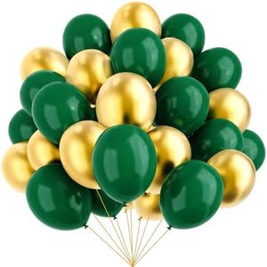 Globos verdes y dorados, 67 globos dorados metálicos de 12 pulgadas y verde oscuro para cumpleaños, graduación, día de San Patricio, baby shower, decoraciones de fiesta de la selva