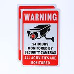 24 Hour Video Surveillance Sign, 2 Pack Private Property No Trespassing Sign, 10x7 “ Waterproof Aluminum Metal Reflective Warning Sign for home, Business, Driveway Alert, CCTV