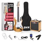 LyxPro 36 Inch Electric Guitar and Kit for Kids with 3/4 Size Beginner’s Guitar, Amp, Six Strings, Two Picks, Shoulder Strap, Digital Clip On Tuner, Cable and Soft Case Gig Bag -Natural