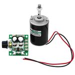 12V 30W Permanent Magnet DC Motor, 3000RPM High Speed CW/CCW Electric Gear Motor for DIY Generator and 12V-40V 10A PWM DC Motor Speed Controller Fan Controller with Knob-High Efficiency