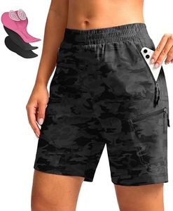 Women's Mountain Bike Shorts 4D Padded Cycling Shorts for Women Riding Biking Bicycle Biker Cycle UPF50 Zipper Pockets, Black Camo, Small